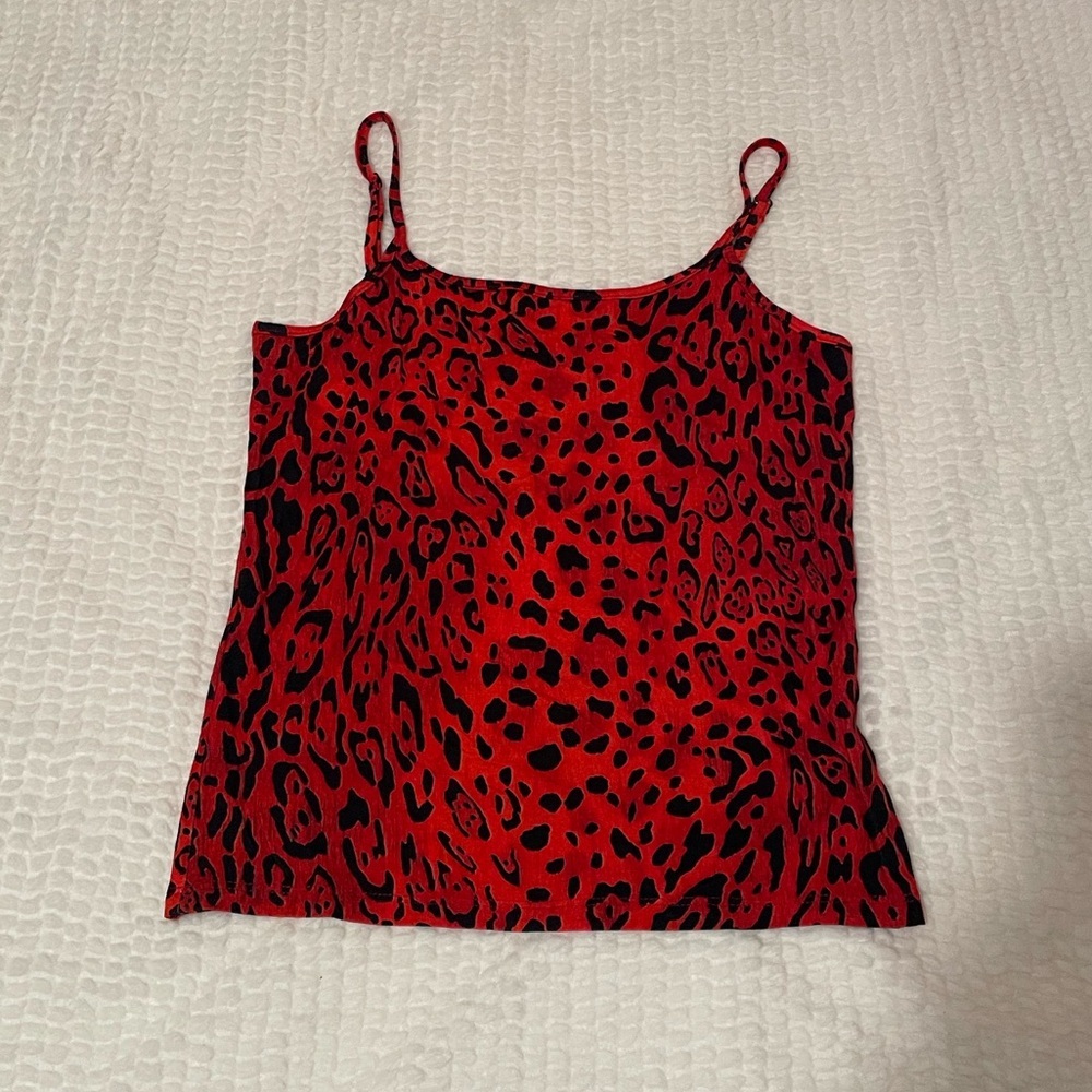 L’AGENCE | Ella Spaghetti Tank | Red Bright Cheetah Tank | NWT